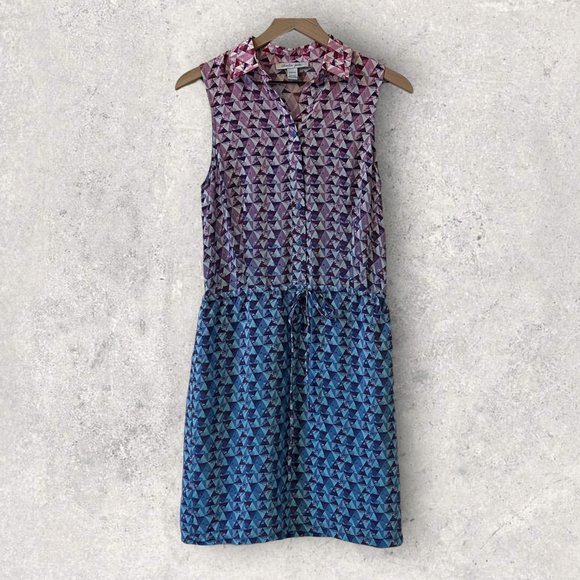 charlie jade Women's Dress 100% Silk Button Tie Waist Size XS Sleeveless